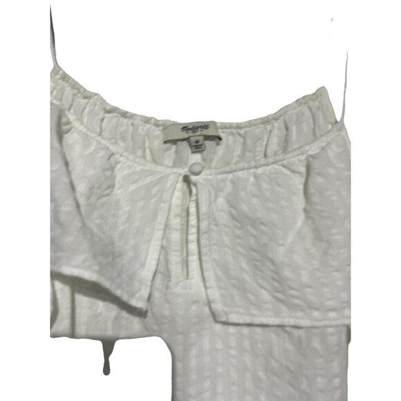 White Off-Shoulder Ruffle Top With Adjustable Spaghetti Straps - Picture 3 of 5